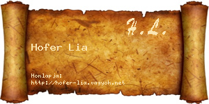 Hofer Lia névjegykártya